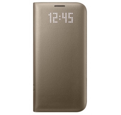 Husa LED View Cover pentru Samsung Galaxy S7 Edge, Gold